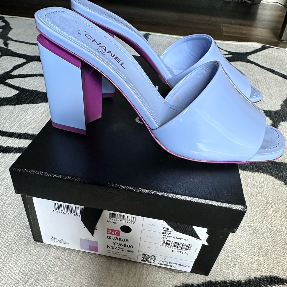 Chanel patent purple polly pocket mule 36.5